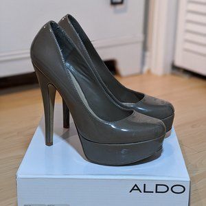 ALDO Taupe Glossy Patent Platform Pump Capecoral